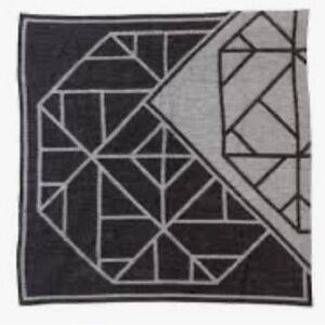 Tory Burch Geometric Gray and Black 100% Cashmere Throw Blanket